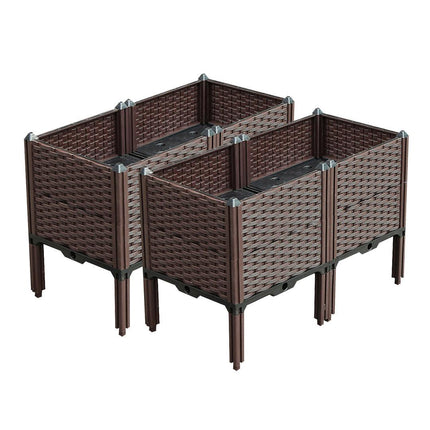 NNEAGS 2X 80cm Raised Planter Box Vegetable Herb Flower Outdoor Plastic Plants Garden Bed with Legs Deepen-0