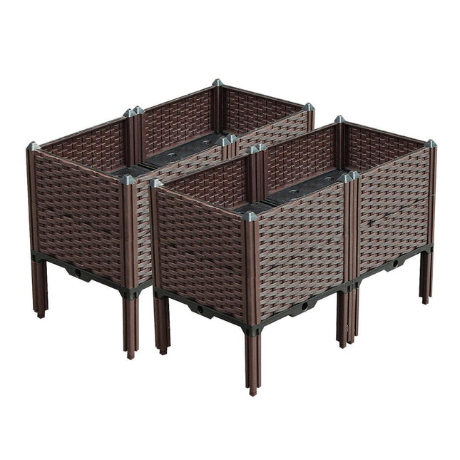 NNEAGS 2X 80cm Raised Planter Box Vegetable Herb Flower Outdoor Plastic Plants Garden Bed with Legs Deepen-0