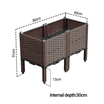 NNEAGS 2X 80cm Raised Planter Box Vegetable Herb Flower Outdoor Plastic Plants Garden Bed with Legs Deepen-1