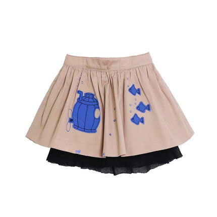 MAGIC MENDING PRELOVED Beige Cotton Skirt with Submarine, 2 years-0