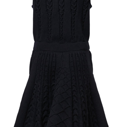 Black Cable Knit Dress for Girls-1