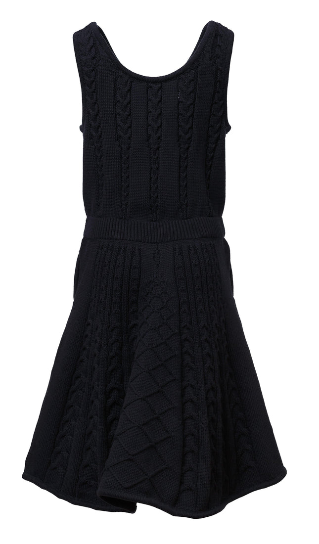 Black Cable Knit Dress for Girls-1
