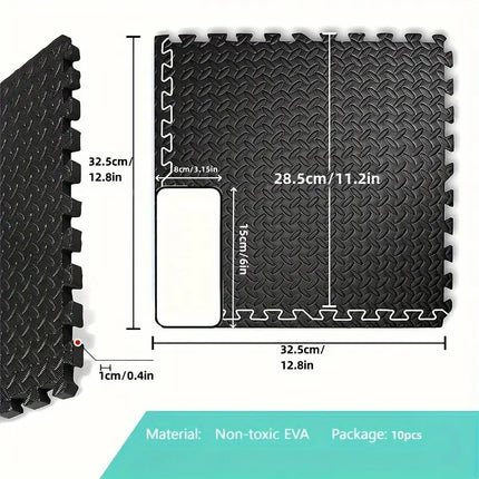 NNETM 12pcs EVA Splicing Fitness Mats - Soft, Solid Color, Non-Slip, Waterproof