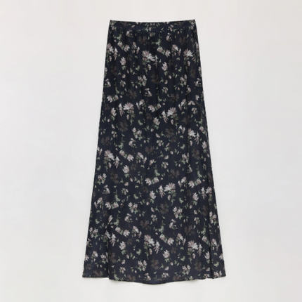 "Gallery Dusse" Vintage Print Straight Draped Skirt