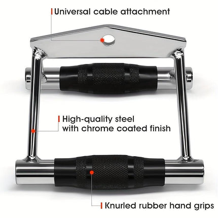 Ergonomic V-Shaped Pull Down Bar with Drawstring Bag & 21-Day Workout Tracker(Black)