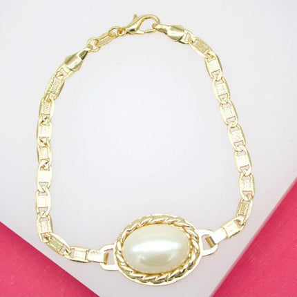 18K Gold Filled Designed Synthetic Pearl Bracelet