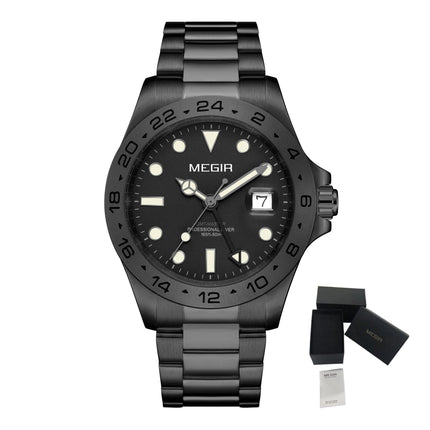 MEGIR Original Luxury Men Analogue Quartz Watch Luminous 5ATM Waterproof Business WristWatch Stainless Steel Clock Montre Homme-16