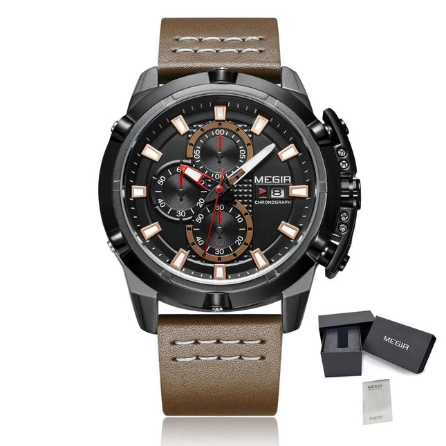 MEGIR Luxury Men's Watch Chronograph Fashion Sport Military Watches Waterproof Male Quartz Wristwatch Clock Montre Homme 2062-13