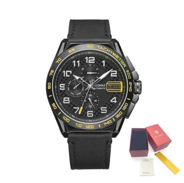 RUIMAS Luxury Men Watches Automatic Mechanical Watch Fashion Sport Casual Wristwatch Leather Strap Luminous Date Male Clock 6771-11