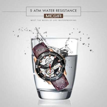 MEGIR Fashion Leather Watches for Men Sapphire Stainless Steel Automatic Mechanical Watch Sports Clock Montre Homme-8