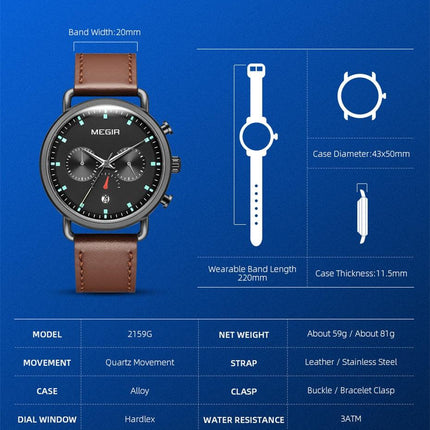 MEGIR Men Watch Top Brand Fashion Casual Quartz Watches Waterproof Date Man Sports Military Wristwatch Clock Relogio Masculino-11