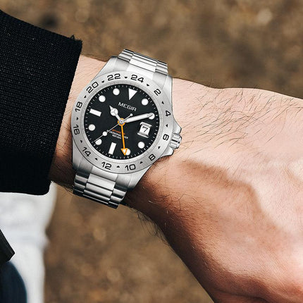 MEGIR Original Luxury Men Analogue Quartz Watch Luminous 5ATM Waterproof Business WristWatch Stainless Steel Clock Montre Homme-2