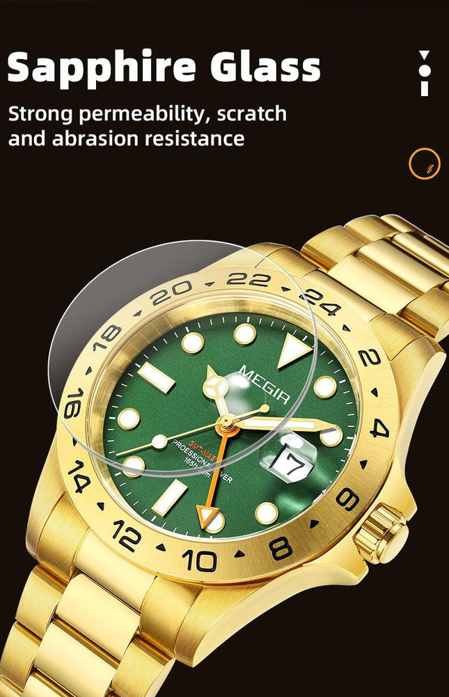 MEGIR Original Luxury Men Analogue Quartz Watch Luminous 5ATM Waterproof Business WristWatch Stainless Steel Clock Montre Homme-10