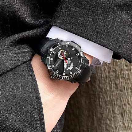 MEGIR Fashion Leather Watches for Men Sapphire Stainless Steel Automatic Mechanical Watch Sports Clock Montre Homme-2