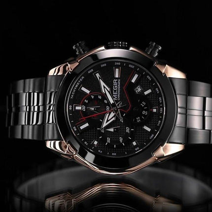 MEGIR Stainless Steel Bracelet Business Watches for Men Luxury Military Quartz Wristwatches Waterproof Luminous Clock Date 2065-12