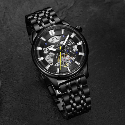 RUIMAS Men's Watch Stainless Steel Automatic Mechanical Wristwatches Luxury Business Man Watches 5ATM Luminous Male Clock 6770-6