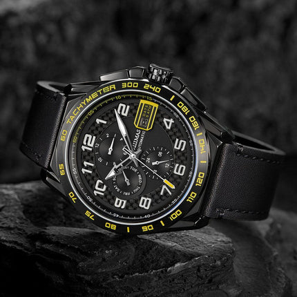 RUIMAS Luxury Men Watches Automatic Mechanical Watch Fashion Sport Casual Wristwatch Leather Strap Luminous Date Male Clock 6771-4