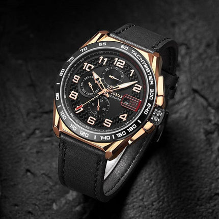 RUIMAS Luxury Men Watches Automatic Mechanical Watch Fashion Sport Casual Wristwatch Leather Strap Luminous Date Male Clock 6771-3