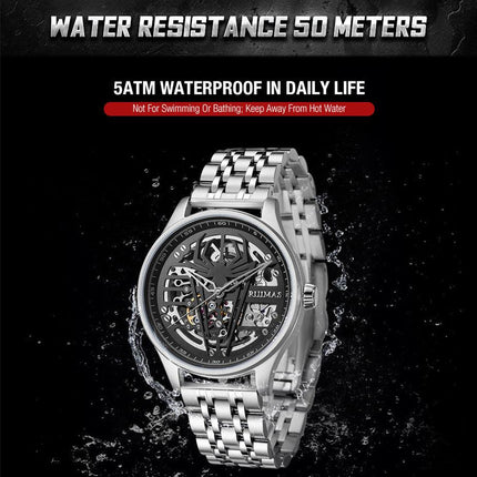 RUIMAS Watches for Men Top Brand Luxury Mechanical Chronograph Clock Stainless Steel Casual Wrist Watch Man Business Watch 6787-7