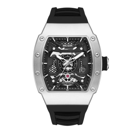 MEGIR Brand Automatic Movement Watch for Men Tonneau Design Fashion Waterproof Stainless Steel Case Mechanical Wristwatch Montre Homme 8604-10