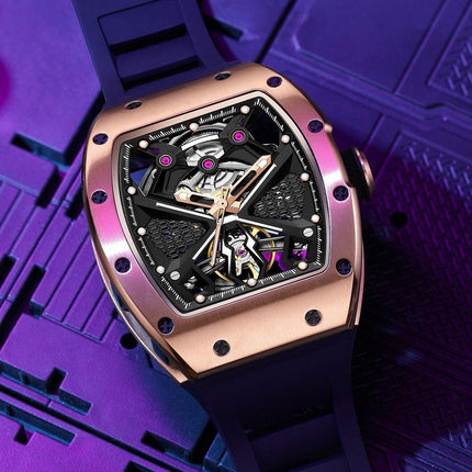 MEGIR Hollow Out Dial Men Mechanical Watch Fashion Stainless Steel Automatic Wristwatch Waterproof Watch Clock Montre Homme 9190-5-5