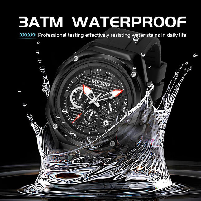 MEGIR Brand Men Quartz Watch Luxury Sport Wristwatches Waterproof Luminous 24 Hours Chronograph Clock Date Reloj Hombre 8118-10