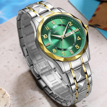 MEGIR Luxury Business Men Watches Stainless Steel Strap Clock Quartz Casual Wristwatch Waterproof Calendar Week Display 1093-5