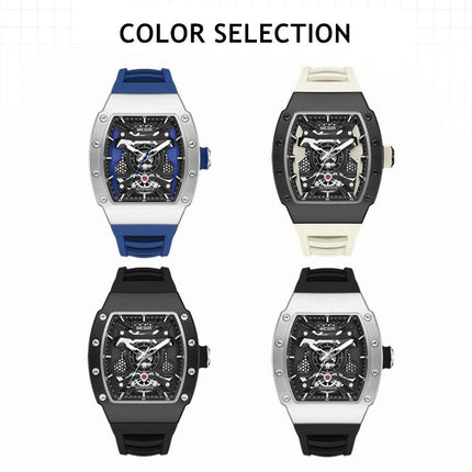 MEGIR Brand Automatic Movement Watch for Men Tonneau Design Fashion Waterproof Stainless Steel Case Mechanical Wristwatch Montre Homme 8604-5