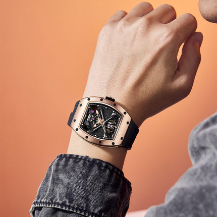 MEGIR Hollow Out Dial Men Mechanical Watch Fashion Stainless Steel Automatic Wristwatch Waterproof Watch Clock Montre Homme 9190-5-1