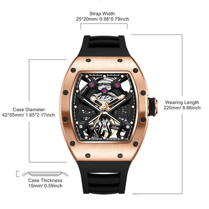 MEGIR Hollow Out Dial Men Mechanical Watch Fashion Stainless Steel Automatic Wristwatch Waterproof Watch Clock Montre Homme 9190-5-7