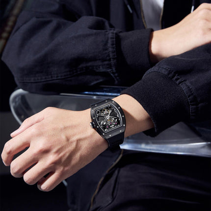 MEGIR Hollow Out Dial Men Mechanical Watch Fashion Stainless Steel Automatic Wristwatch Waterproof Watch Clock Montre Homme 9190-5-4