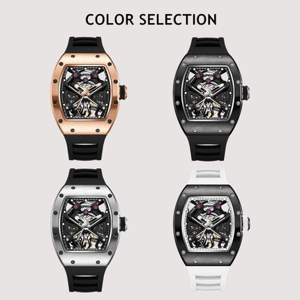 MEGIR Hollow Out Dial Men Mechanical Watch Fashion Stainless Steel Automatic Wristwatch Waterproof Watch Clock Montre Homme 9190-5-6