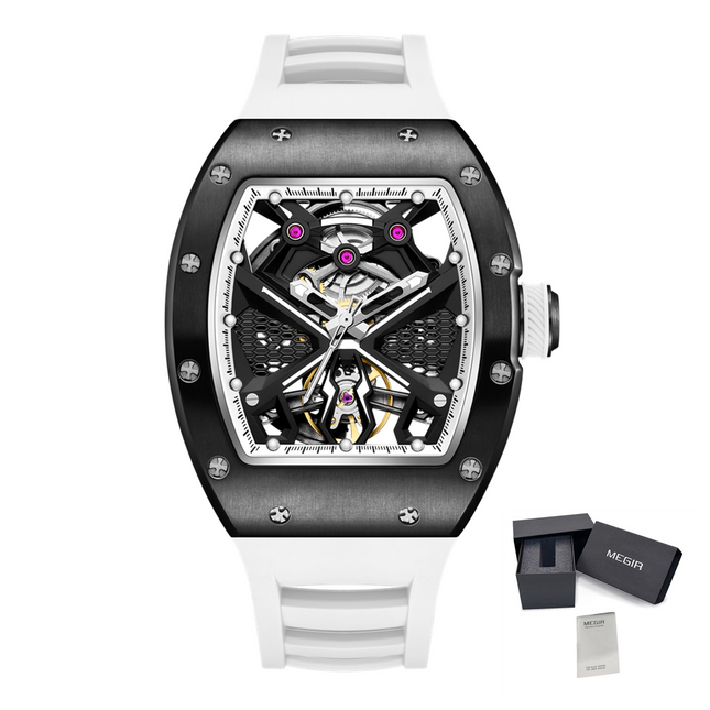 MEGIR Hollow Out Dial Men Mechanical Watch Fashion Stainless Steel Automatic Wristwatch Waterproof Watch Clock Montre Homme 9190-5-15