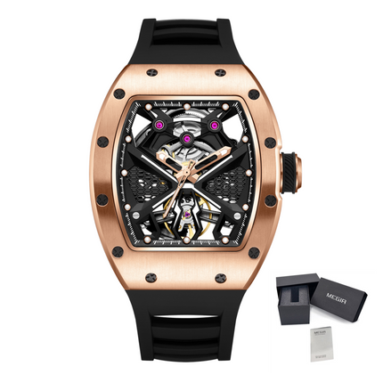 MEGIR Hollow Out Dial Men Mechanical Watch Fashion Stainless Steel Automatic Wristwatch Waterproof Watch Clock Montre Homme 9190-5-17