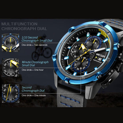 MEGIR Luxury Men's Watch Chronograph Fashion Sport Military Watches Waterproof Male Quartz Wristwatch Clock Montre Homme 2062-5
