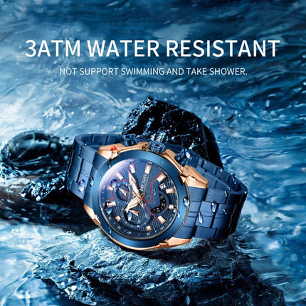 MEGIR Stainless Steel Bracelet Business Watches for Men Luxury Military Quartz Wristwatches Waterproof Luminous Clock Date 2065-9