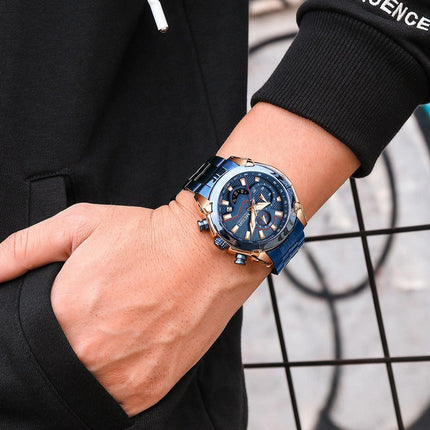 MEGIR Stainless Steel Bracelet Business Watches for Men Luxury Military Quartz Wristwatches Waterproof Luminous Clock Date 2065-2