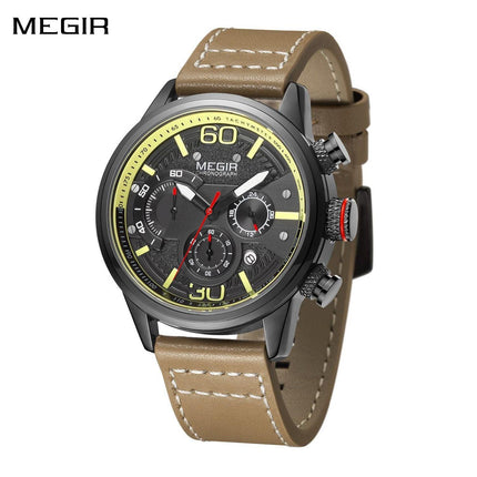 MEGIR Men Watches Fashion Brand Sport Quartz Chronograph Clock Waterproof Man Business Wristwatch 24-hour Relogio Masculino 2110-0