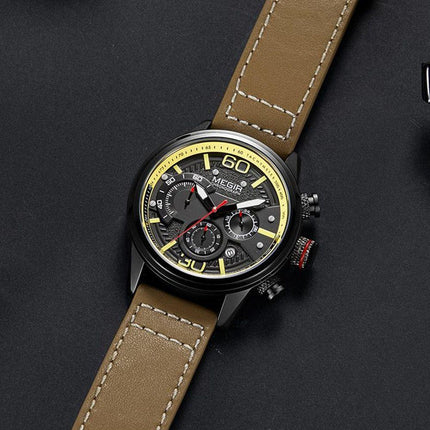 MEGIR Men Watches Fashion Brand Sport Quartz Chronograph Clock Waterproof Man Business Wristwatch 24-hour Relogio Masculino 2110-4