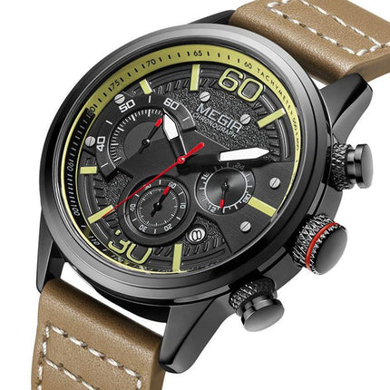 MEGIR Men Watches Fashion Brand Sport Quartz Chronograph Clock Waterproof Man Business Wristwatch 24-hour Relogio Masculino 2110-9