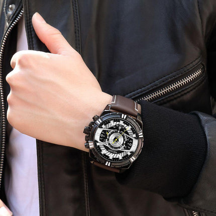 MEGIR Luxury Men Casual Sport Watch Leather Strap Quartz Wristwatch Waterproof Calendar Man Chronograph Clock Montre Homme 2118-2