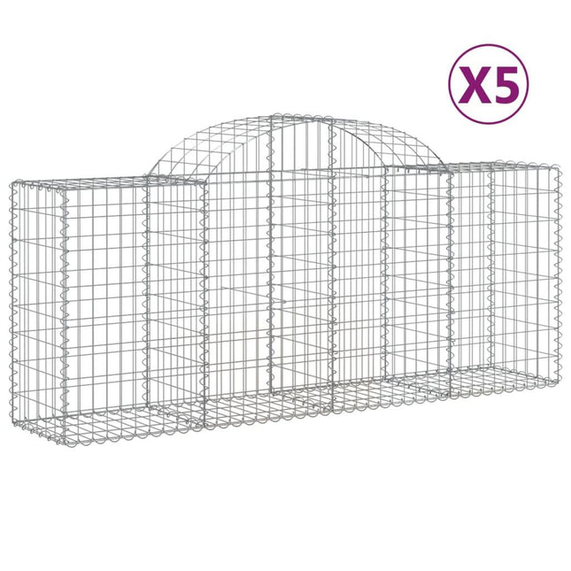 NNEVL Arched Gabion Baskets 5 pcs 200x50x80/100 cm Galvanised Iron-1