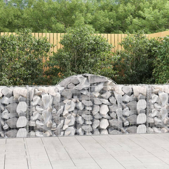 NNEVL Arched Gabion Baskets 5 pcs 200x50x80/100 cm Galvanised Iron-0