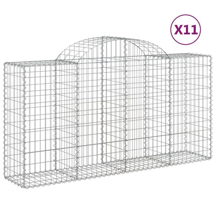 NNEVL Arched Gabion Baskets 11 pcs 200x50x100/120 cm Galvanised Iron-1