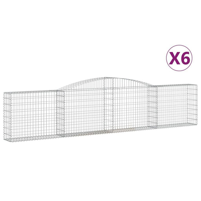 NNEVL Arched Gabion Baskets 6 pcs 400x30x80/100 cm Galvanised Iron-1