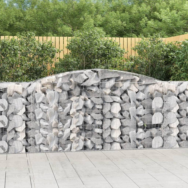 NNEVL Arched Gabion Baskets 2 pcs 400x50x100/120 cm Galvanised Iron-0