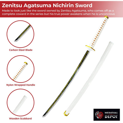 Zenitsu Agatsuma Demon Slayer Replica Yellow Nichirin Katana Sword