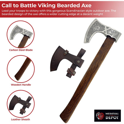 Call to Battle Carbon Steel Medieval Viking Bearded Axe
