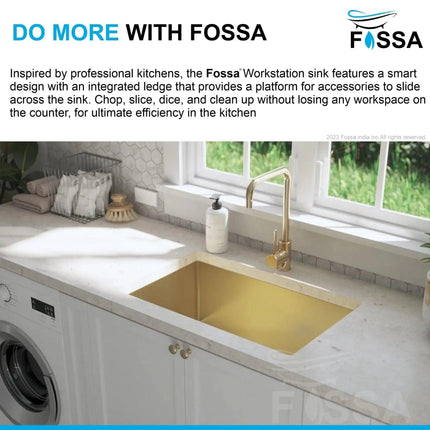 Premium Handmade  (18 x 16 x 9) Inch Stainless Steel Single Bowl Gold  Kitchen Sink