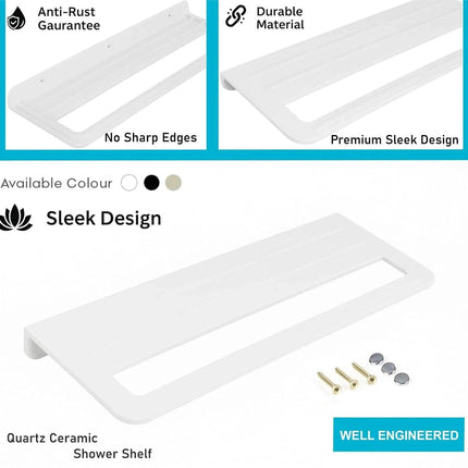 Fossa Wall Mounted Towel Shelf White Quartz Ceramic (RW-126)